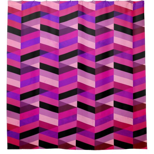 Abstracte chevron/visgraat | Paars & Violet Douchegordijn (Voorkant)