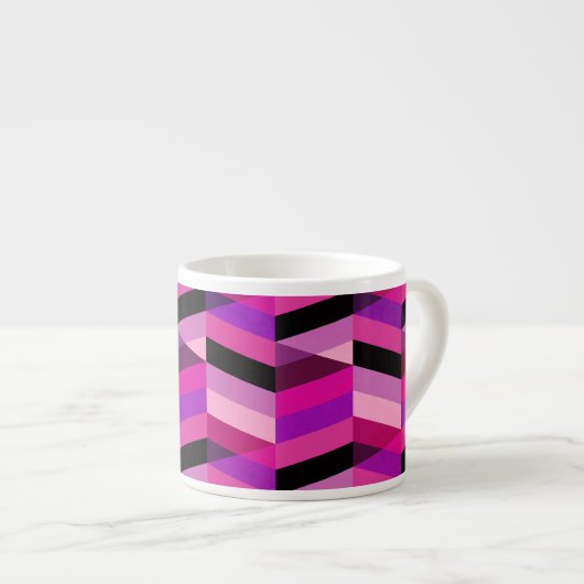 Abstracte chevron/visgraat | Paars & Violet Espresso Kop (Voorkant rechts)