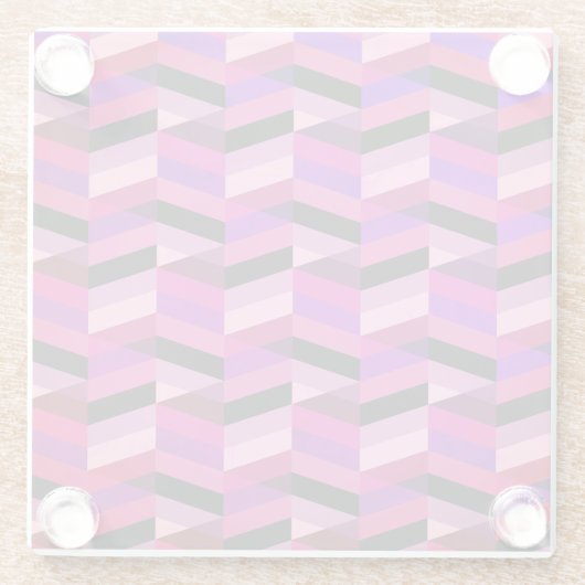 Abstracte chevron/visgraat | Paars & Violet Glazen Onderzetter (Achterkant)