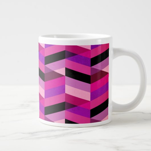 Abstracte chevron/visgraat | Paars & Violet Grote Koffiekop (Rechts)