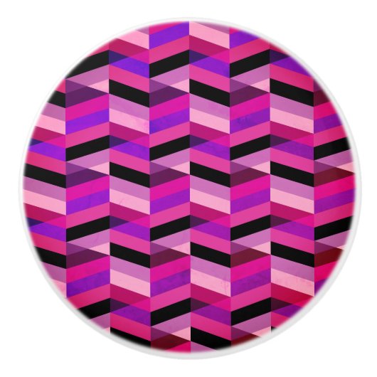Abstracte chevron/visgraat | Paars & Violet Keramische Knop (Voorkant)