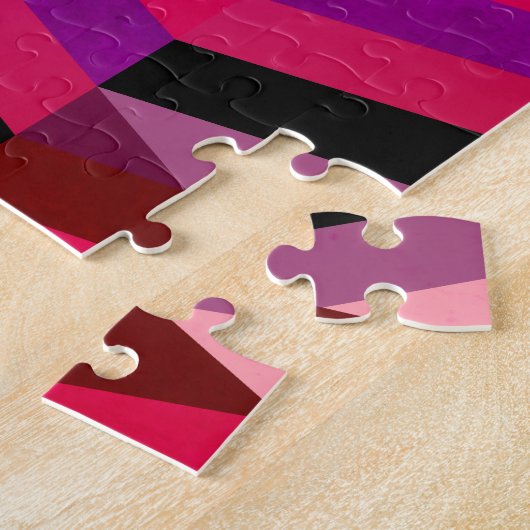 Abstracte chevron/visgraat | Paars & Violet Legpuzzel (Zijkant)