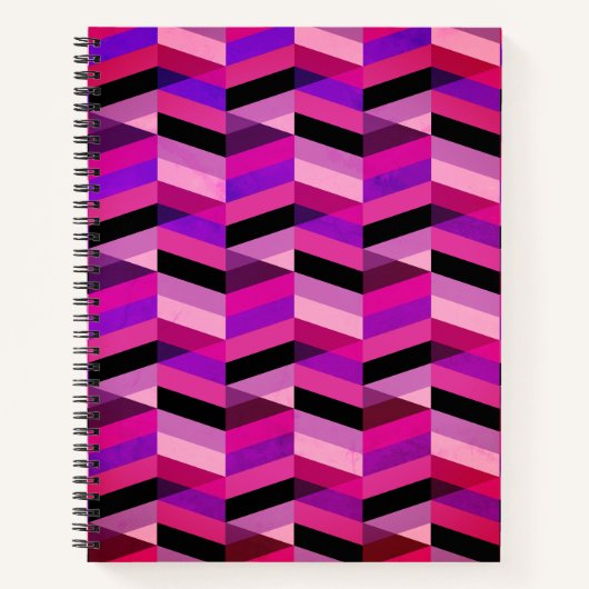 Abstracte chevron/visgraat | Paars & Violet Notitieboek (Voorkant)