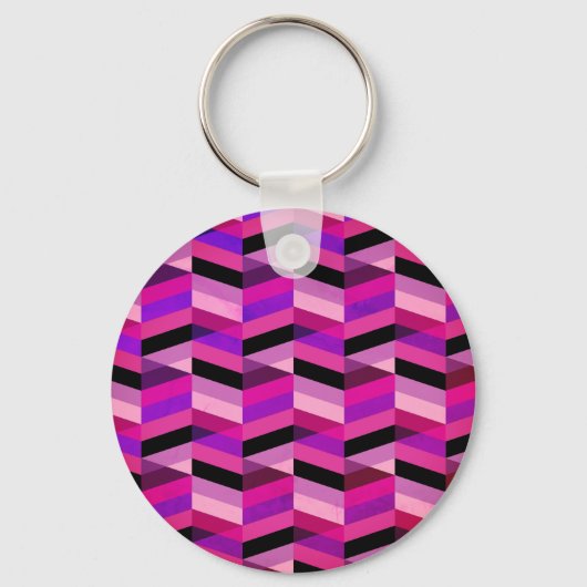 Abstracte chevron/visgraat | Paars & Violet Sleutelhanger (Voorkant)