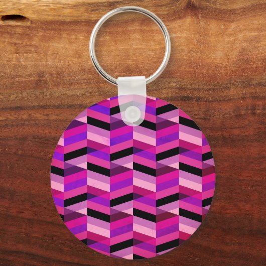Abstracte chevron/visgraat | Paars & Violet Sleutelhanger (Voorkant)