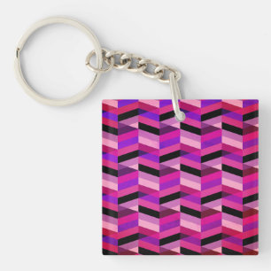 Abstracte chevron/visgraat   Paars & Violet Sleutelhanger