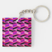 Abstracte chevron/visgraat | Paars & Violet Sleutelhanger (Achterkant)