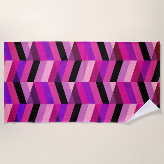 Abstracte chevron/visgraat | Paars & Violet Strandlaken (Voorkant)