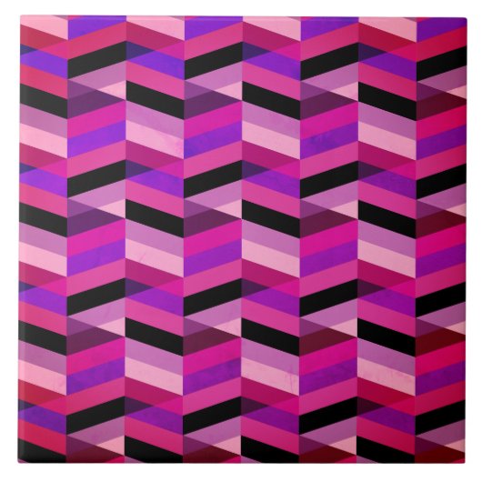 Abstracte chevron/visgraat | Paars & Violet Tegeltje (Voorkant)