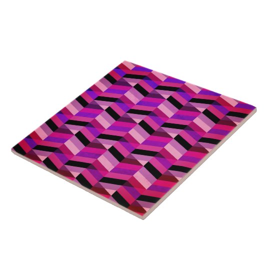 Abstracte chevron/visgraat | Paars & Violet Tegeltje (Zijkant)