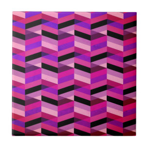 Abstracte chevron/visgraat   Paars & Violet Tegeltje