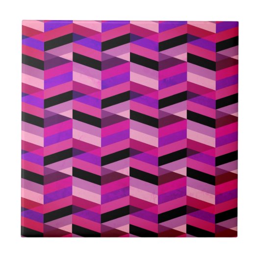 Abstracte chevron/visgraat | Paars & Violet Tegeltje (Voorkant)