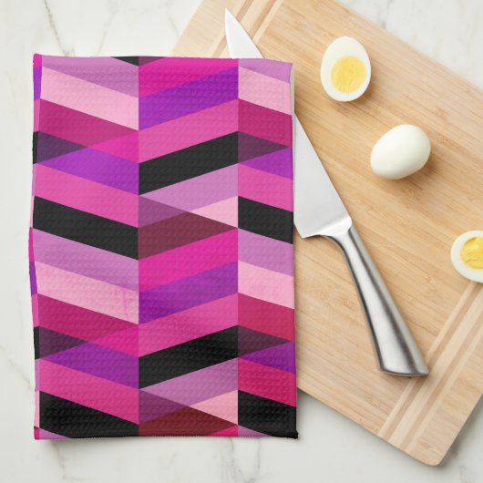 Abstracte chevron/visgraat | Paars & Violet Theedoek (Quarter Fold)