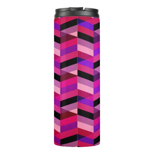 Abstracte chevron/visgraat | Paars & Violet Thermosbeker (Achterkant)