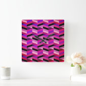 Abstracte chevron/visgraat | Paars & Violet Vierkante Klok (Huis)