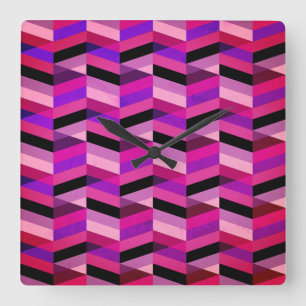 Abstracte chevron/visgraat   Paars & Violet Vierkante Klok