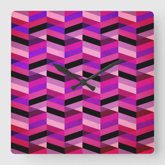 Abstracte chevron/visgraat | Paars & Violet Vierkante Klok (Voorkant)