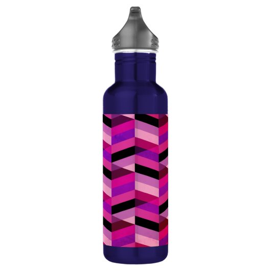 Abstracte chevron/visgraat | Paars & Violet Waterfles (Rechts)