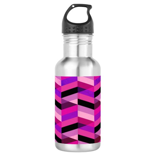 Abstracte chevron/visgraat | Paars & Violet Waterfles (Voorkant)