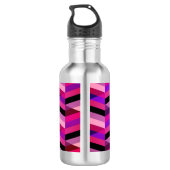 Abstracte chevron/visgraat | Paars & Violet Waterfles (Achterkant)