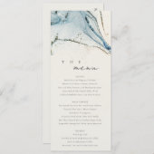 Abstracte Chic Blue Gold Bachy Wedding Menu Kaart (Voorkant / Achterkant)