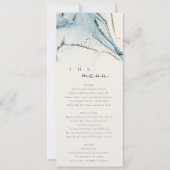 Abstracte Chic Blue Gold Bachy Wedding Menu Kaart (Voorkant)