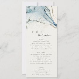 Abstracte Chic Blue Gold Bachy Wedding Menu Kaart