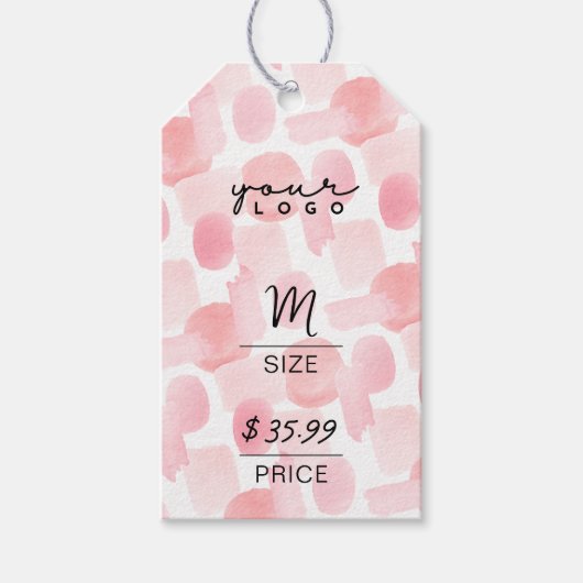 Abstracte Chic Blush Roze QR Kledingstuk Prijs Lab Cadeaulabel (Voorkant)