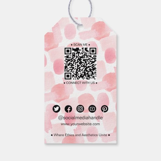 Abstracte Chic Blush Roze QR Kledingstuk Prijs Lab Cadeaulabel (Achterkant)