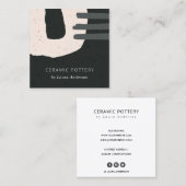 ABSTRACTE CHIC CCERAMIC TEXTURE BLACK BLUSH SPECKL VIERKANTE VISITEKAARTJE (Voorkant / Achterkant)