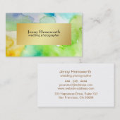 Abstracte Chic Faux Gold-minimalistische Waterverf Visitekaartje (Voorkant / Achterkant)