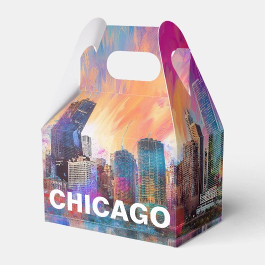 Abstracte Chicago Skyline Kunst Bedankdoosjes (Voorkant Zijde)
