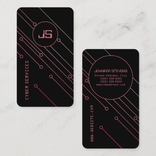 Abstracte chippatrooncyberstijl visitekaartje (Voorkant / Achterkant)