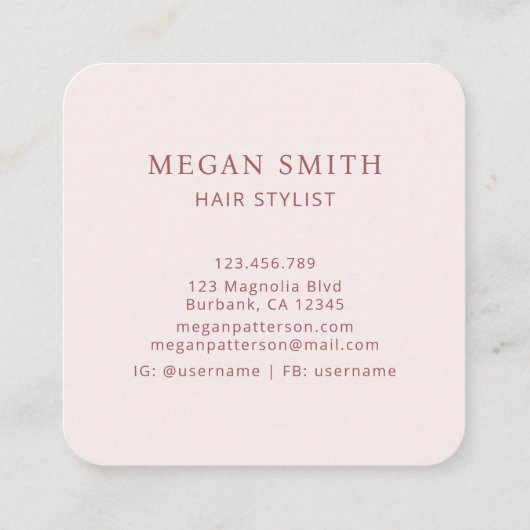 Abstracte chique alcoholinkt vierkante visitekaartje (Achterkant)