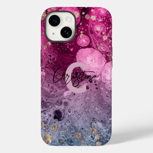 Abstracte chique luxe glam marmeren gietverf Case-Mate iPhone case (Achterkant)