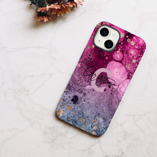 Abstracte chique luxe glam marmeren gietverf Case-Mate iPhone case