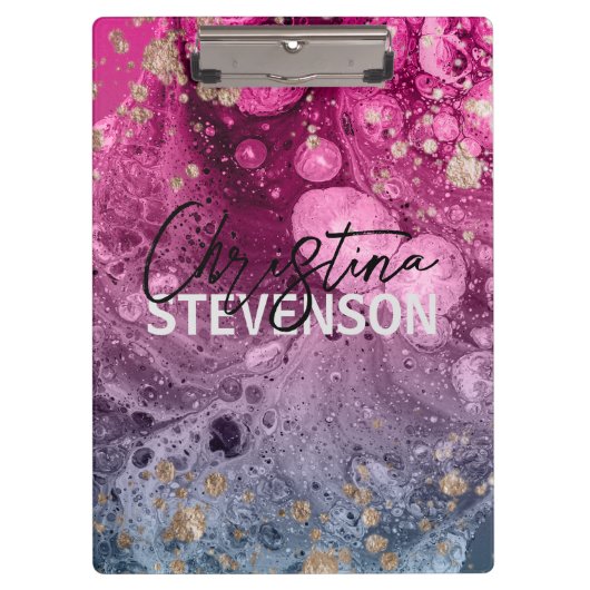 Abstracte chique luxe moderne glam marmeren verf klembord (Voorkant)