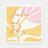 Abstracte chique retro kleurrijke bloemenbruiloft servet (Voorkant)