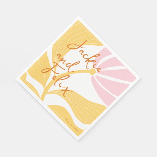 Abstracte chique retro kleurrijke bloemenbruiloft servet (Hoek)