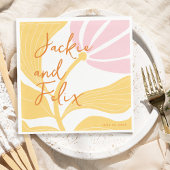 Abstracte chique retro kleurrijke bloemenbruiloft servet