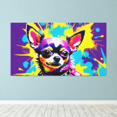 ABSTRACTE CHIUAHUA POPART CANVAS AFDRUK (Insitu (Houten vloer))