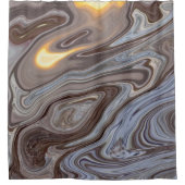 Abstracte chocolade, blauw en karmel-zwembleem douchegordijn (Voorkant)