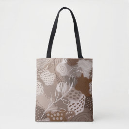 Abstracte chocoladebruine collagevormen tote bag