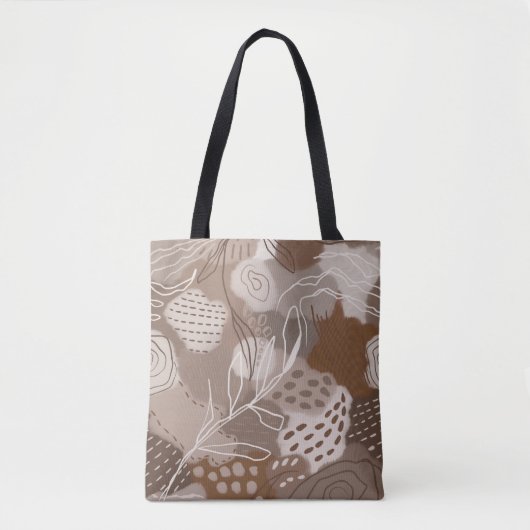 Abstracte chocoladebruine collagevormen tote bag (Voorkant)
