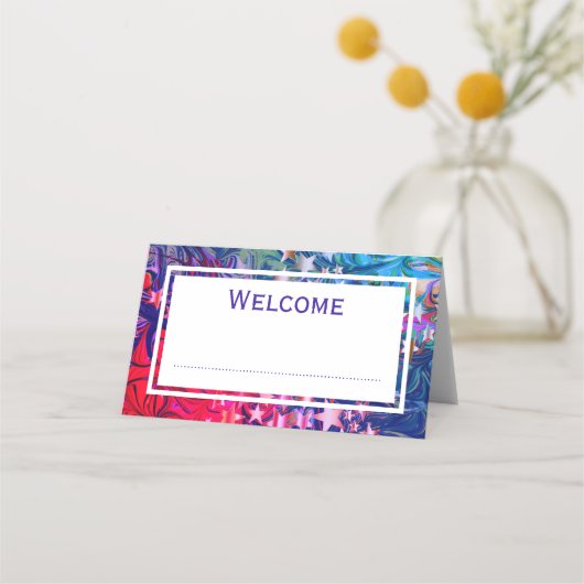 Abstracte CHRISTMAS STARS Paars Red Lila CUSTOM Plaatskaartje (Achterkant)