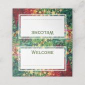 Abstracte CHRISTMAS STARS Red Green Gold CUSTOM Plaatskaartje (Buitenkant ongevouwen)