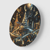 Abstracte Christmas Village Chalk Drawing Night Sk Grote Klok (Hoek)