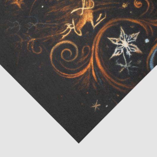 Abstracte Christmas Village Chalk Drawing Night Sk Tissuepapier (Detail)