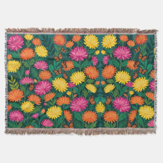 Abstracte Chrysanten Vlinders Dekens Deken (Voorkant)