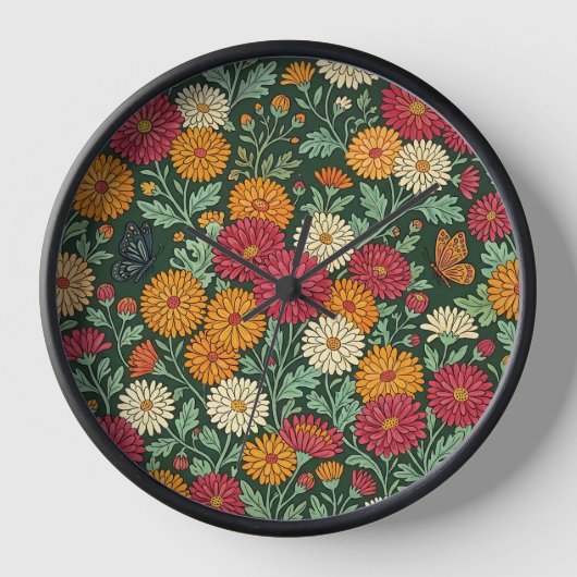 Abstracte Chrysanten Vlinders Kunst Klokken (Voorkant)